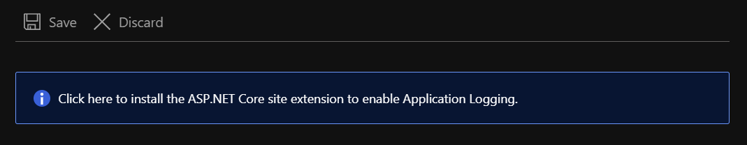 Screenshot of the banner offering to install the ASP.NET Core Logging Extension